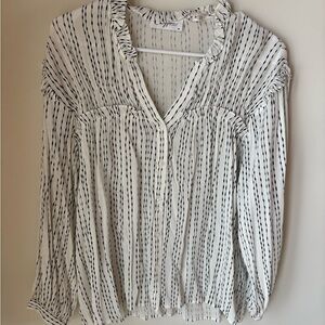 Carly Jean Los Angeles Black and White Striped Blouse